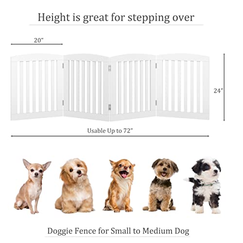 PAWLAND Wooden Freestanding Foldable Pet Gate for Dog,24" H Dog Gate Indoor | Dog Gate for Doorway, Stairs, the House, Step Over Fence, Extra Wide, Room Divider, Front Door, Hallway, 4 Panels, White - color: White, size: 24" Height-4 Panel