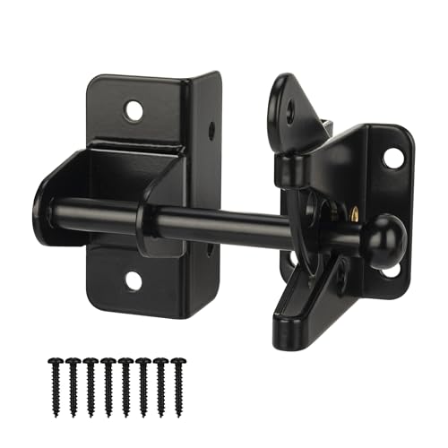 HILLMASTER Self Locking Gate Latch for Wooden Fence,Heavy Duty Gravity Fence Latch Privacy Door Latch for Wood Gate,Metal Gates,Vinyl Fence,Gate Hardware Gate Door Lock for Outdoor Pool,Black Finish - style: Finger Pull