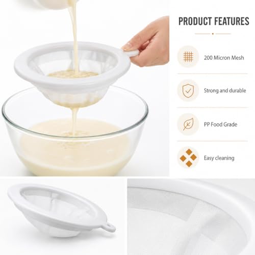 4 Pieces 100 Mesh Strainers, Nylon Mesh Filter for 5 Inch Funnel, Reusable Fine Strainer for Liquids Juice Milk Honey Cheese