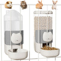 34oz Hanging Automatic Cat Food and Water Dispenser, 1L Auto Gravity Pet Feeder Set, Cage Cat Dog Feeder for Kitten Puppy Bunny Guinea Pig (Gray)