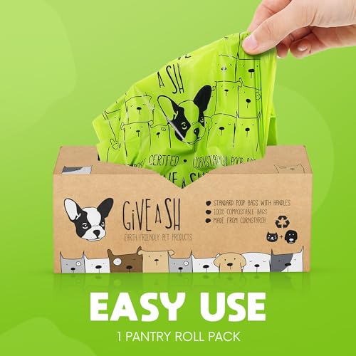Certified Home Compostable Dog Poop Bags with Handles, Pantry Roll of 240 | NF T51-800, ASTM D6400 and EN 13432 certified, cornstarch based, extra long for easy tying, keeps hands clear, 10% to charity - size: 1 Count (Pack of 240)