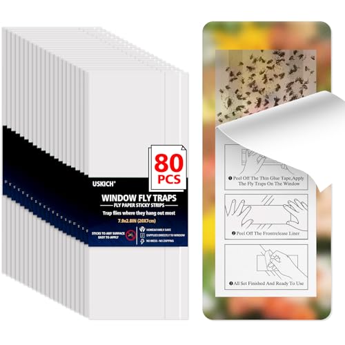 80 Pack Window Fly Traps Sticky,Clear Fly Paper Indoor for Home,Window Sticky Traps Fruit and Housefly Trap Indoor Fly Catcher Bug Traps Gnat Catcher Killer - style: Fly Traps Sticky