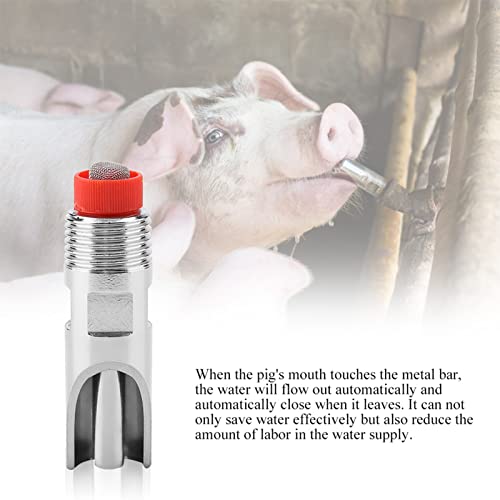 5Pcs Pig Water Nipple, Automatic Pig Nipple Drinker Feeder Stainless Steel Piglets Cattle Waterer Drinking Dispenser Feeding Watering Set Pig Home Farm Drinking Supplies