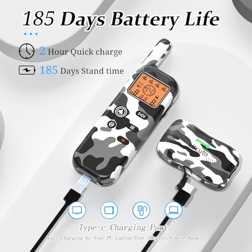 Htcuto GT1 Wireless Dog Fence for Dogs, 3500ft Outdoor Electric Dog Fence with 6100ft Remote Dog Training Collar, No Subscription, Ultrasonic/Vibration/Shock, Waterproof, 2-Dog System