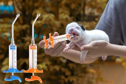 2 Pcs Goats Feed water filler, Drench Nozzle, Reusable, Adjustable Dosage, for Cattle, Sheep, Goats, Horse, Pig, Dog Supplies ( Blue+Orange 10ml) - size: F (2ps 10ml)