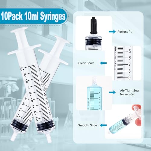 10pcs 10ml Syringes with Caps for Industrial & Scientific - size: 10ml-10pcs