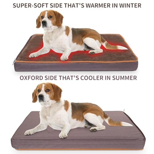 NAMOTEK Outdoor Heated Pet Bed for Cats Dog in Winter with Orthopedic Foam Base Auto Constant Temperature Electric Heating Pad & Waterproof Liner for Dog House Cabin Cot Doorway(31" Lx19 Wx1.7 Th) - size: 31"x19"