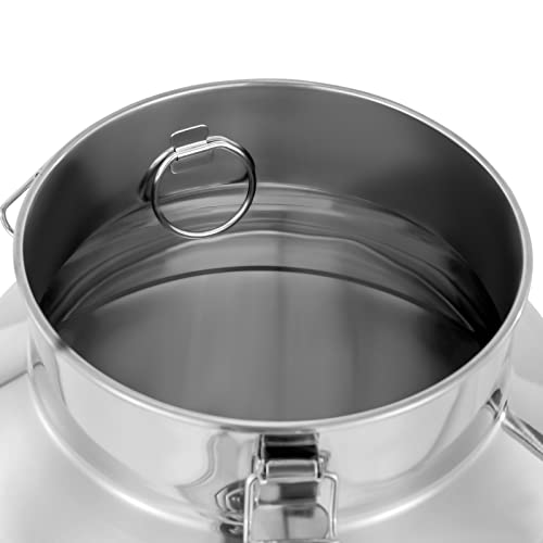 28L/7.4 Gallon 304 Stainless Steel Milk Can, Heavy Duty Locking Sealed Lid Milk Pail Bucket, Large Capacity Wine Oil Storage Container, Thickened Milk Bucket with Carry Handle for Home, Farm, Kitchen - size: 28L/7.4Gal