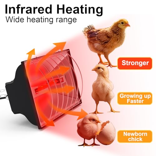 250W Chicken Coop Heater Brooder Bulb Repalcement, Heater Lamp Tube for 30 Chicks Or Ducklings, Poultry Habitat Supplies 250 Wattage Large Heating Lamp Tube Replacement for Amphibians, Livestock, Pets - color: Red-2Pack