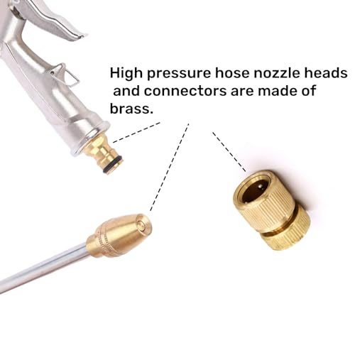Hose Sprayer Nozzle Heavy Duty, High Pressure Hose Nozzle Water Adjustable Spray Gun Metal Brass Hose Attachment for Washing car, Cleaning, Watering Plants, lawn, Outdoor Gardening. - color: Silvery