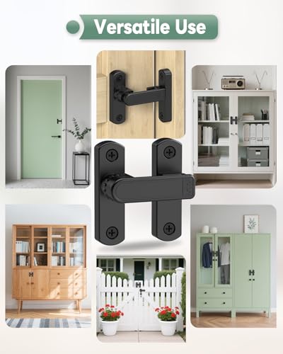 Adjustable Barn Door Locks, 90/180 Degree Gate Latch, Black | Home Security Sliding Door Latch for Bedroom, Barn, Cabinet, Garden & Fence - color: Black-1 Pc