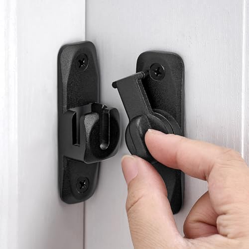 2 Packs Matte Black Barn Door Latches,90/180 Degree Gate Lock_B | Zinc Alloy Right Angle Door Lock Latch,Flip Gate Latches,Sliding Door Latch Lock,for Cabinets,Fence Gates,Pet Cage - color: Matte Black