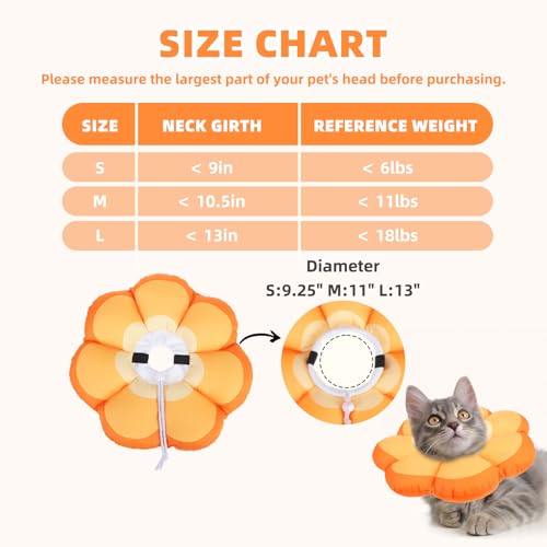 PUPTECK Cat Cone Collar, Soft Kitten Recovery Collar, Lightweight Anti-Bite Lick Elizabethan e Collar for Cats Puppy After Surgery, Orange M - color: Orange, size: M - Neck Up to 10.5"