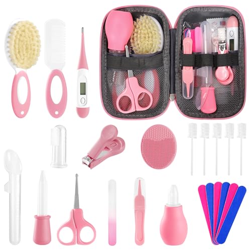 Baby Healthcare and Grooming Kit for Newborn Kids, 24PCS Upgraded Safety Baby Care Kit, Newborn Nursery Health Care Set, Baby Care Products - style: PINK-24