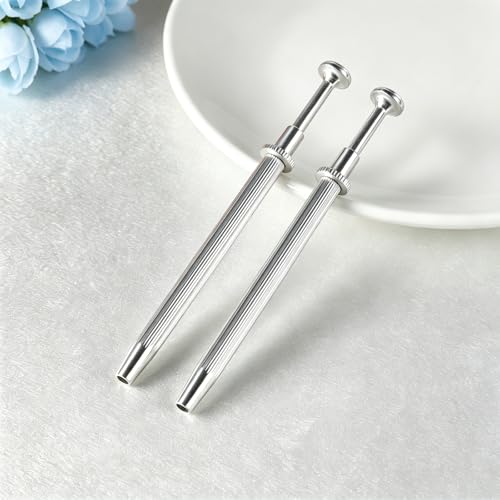 ONESING 2Pcs Piercing Ball Grabber Tool for Changing Jewelry, Stianless Steel Flat Back Earring Applicator Internally Threaded Push Pin Piercing Grabber Tool - color: Silver-F