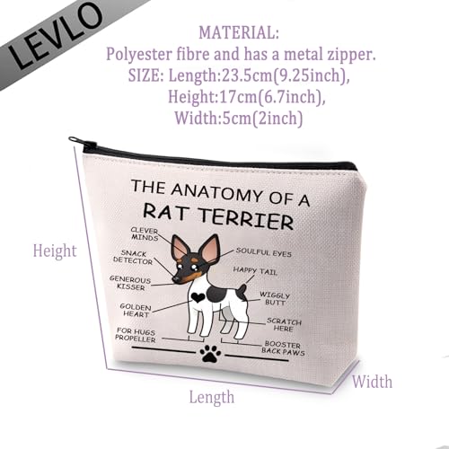 LEVLO Funny Terrier Lovers Gifts The Anatomy of A Rat Terrier Cosmetic Bags Veterinary Mom Travel Toiletry Bags (Rat Terrier) - color: Rat Terrier
