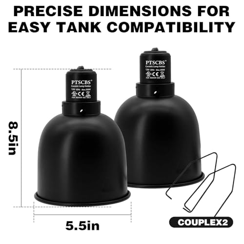 5.5-Inch Reptile Heat Lamp Fixture (2 Packs) Dual-Switch Reptile Light Fixture Reptile Heat lamp Single Fixture Max 200W Power E26