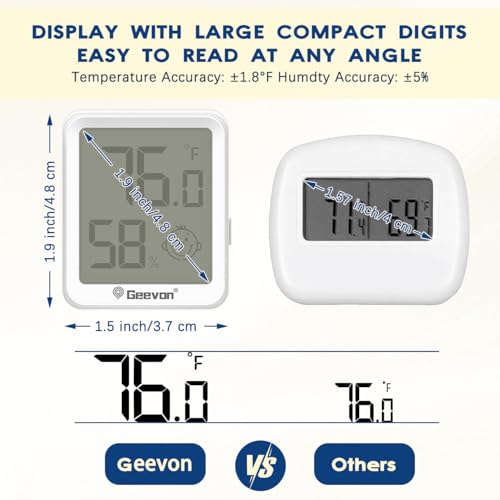 Geevon 2 Pack Mini Digital Hygrometer Gauge Indoor Thermometer – LCD Monitor Temperature with Comfort Index,Outdoor Humidity Meter for Home House Office Garden and Cellar - size: 2 pack, style: Modern