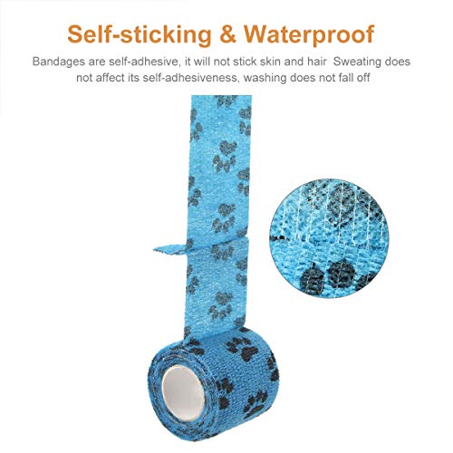 Vet Wrap Cohesive Bandages Bulk Self Adhesive Bandage Wrap Self Adherent Wrap Non-Woven for Dogs Pet Animals & Ankle Sprains & Swelling 2 Inch x 5 Yards (2 Inch Mixed Claw) - color: 2 Inch Mixed Claw