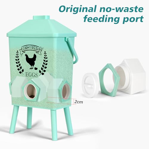Tgeyd 4.2-Gallon Gravity Chicken Feeder & Waterer Set – No-Waste Poultry Feeder with Automatic Water Dispenser, Rainproof Lid, Raised Stand Legs & Anti-Roost Cone