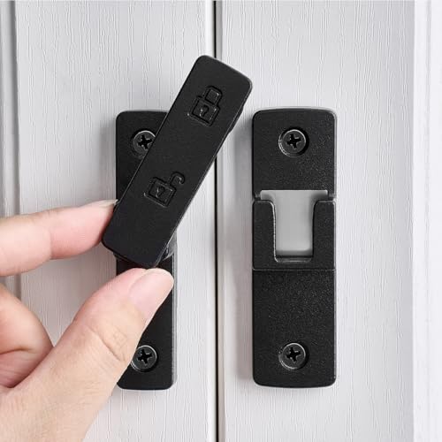 Matte Black 180 Degree Zinc Alloy Barn Door Latch, Flip Gate Lock | Sliding Door Latch Lock,for bedroom,garage,balcony,barn,bathroom,drawer,Wine Cabinet,window,cabinet,pet enclosures - color: Matte Black_180 Degree