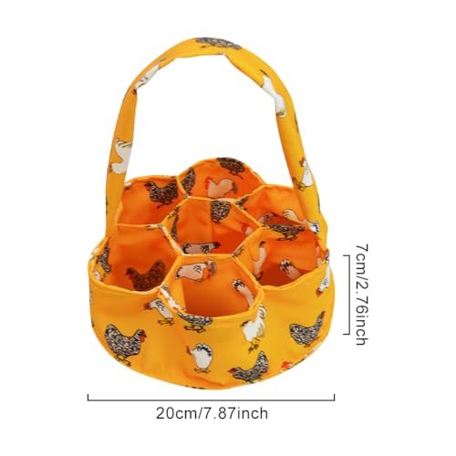 Egg Collecting Basket with 7 Pouches, Mini Egg Collecting Bags Gathering Bag for Fresh Eggs Transporting Storage, Farmhouse Eggs Gathering Basket for Chicken, Hen, Duck, Goose - color: Orange,7.87 x 2.76''