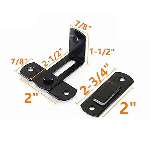 Stainless Steel 90 Degree Flip Door Sliding Latch - Safety Barn Door Lock, Right Angle Curved, Corrosion Resistant