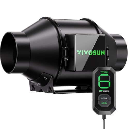 VIVOSUN G4 4" Inline Fan &Cycle Mode Speed Controller, 195 CFM Aerozesh Fan | 3 Cycle Modes, Grow Tent Kit Ventilation Fan, EC Motor, Programmable Exhaust Fan for Heating Cooling Booster, Hydroponics - color: Black Basic, size: 4"