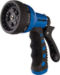 Dramm Revolver Heavy Duty Metal Garden Hose Nozzle – 9 Spray Patterns, High Pressure Jet, Thumb-Control Flow, Ergonomic Grip – Blue - color: Blue, size: No Size (Single), style: 9-Pattern Revolver