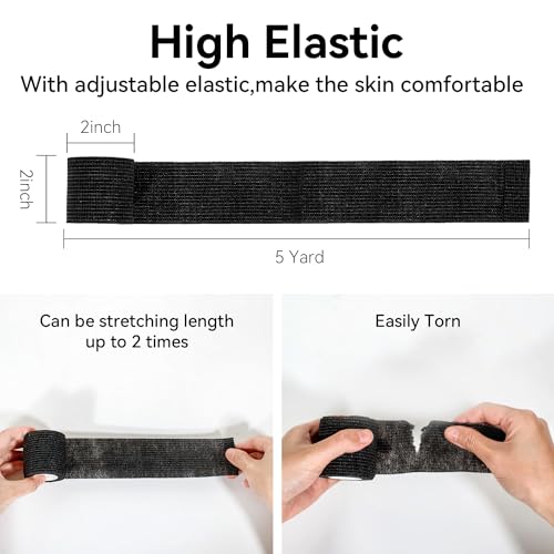 Self Adhesive Bandage Wrap,Bandage Tape,Medical Tape,Vet Tape | Athletic Tape Gauze,for First Aid,Sports, Wrist, Ankle (black, 2inch*16rolls) - color: Black, size: 2inch*16rolls