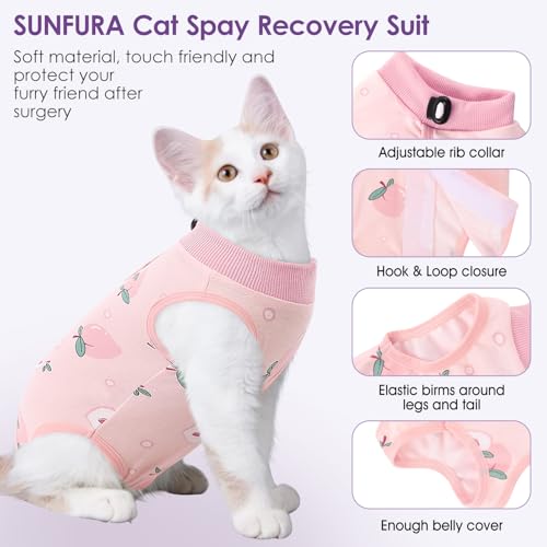 Cat Recovery Suit, Soft Kitten Onesie for Cats After Surgery Female | Breathable Spay Recovery Suit for Cats E-Collar Alternative Protective Bodysuit Anti Licking for Abdominal Wound, Peach L - color: Peach, size: Large