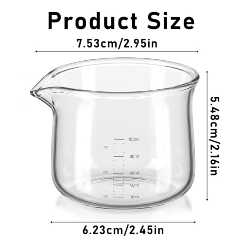 Gjinxi 3OZ Espresso Measuring Cups Shots Cup with Scale Glass Accessories with Spout V-Shaped Mouth Clear Milk Frothing Pitcher for Coffee Milk Tea Maple Syrup Serving