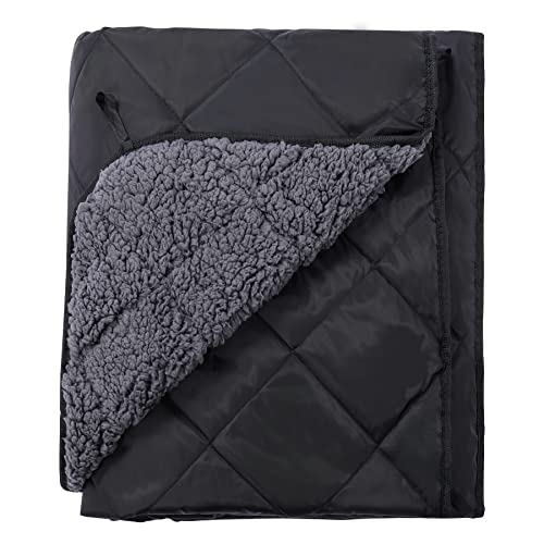 REDCAMP Large Camping Blanket with Sherpa Lining, Black 59"x50" | Cold Weather Warm Thick Outdoor Blanket Comfy Foldable & Windproof for Camping Stadium,Car,Picnics,Pet,Trip,Machine Washable - color: 50"x 59" Black
