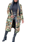 Vakkest Camo Blazer Jacket for Women Lapel Long Sleeve Open Front Cardigan Coat Classic Pockets Overcoat Outwear - color: C#green, size: X-Large
