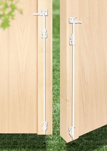 36" Heavy Duty Cane Bolt Gate Drop Rod Fence Hardware Ground Latch Stopper | for Wood/PVC/Vinyl/Metal Fences Gates, Double Doors, White Solid Steel -2 Pack - size: 36 Inch