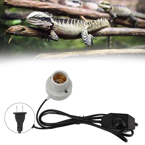 Reptile Ceramic Heat Lamp Holder, Light Fixture Holder E27 Socket High Temperature Proof, Easy Installation, Universal Usage for Tortoise (US Plug 120V)