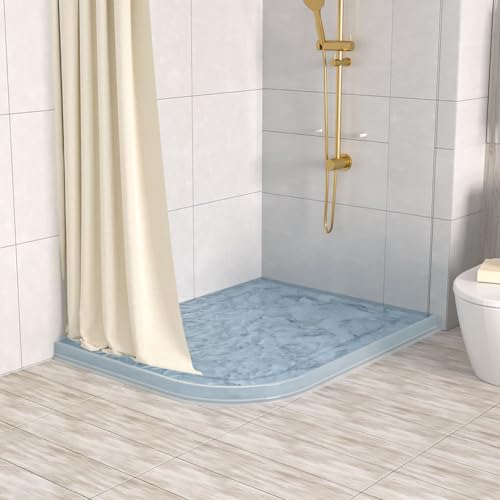 Duzzy 75 Inch Shower Threshold Water Dam, Shower Water Guard to Keep Water in Shower, Shower Water Stopper Dry and Wet Separation Suitable for Bathroom and Kitchen (Clear) - color: Clear, style: 75 Inch