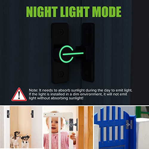 Barn Door Lock Hardware, 90 Degree Heavy Duty Gate Latches Flip Latch Safety Door Bolt Latch Lock, Barn Sliding Door Latch Lock Suitable for Garden, Bathroom, Outdoor, Garage, Window - color: Black (Luminous)