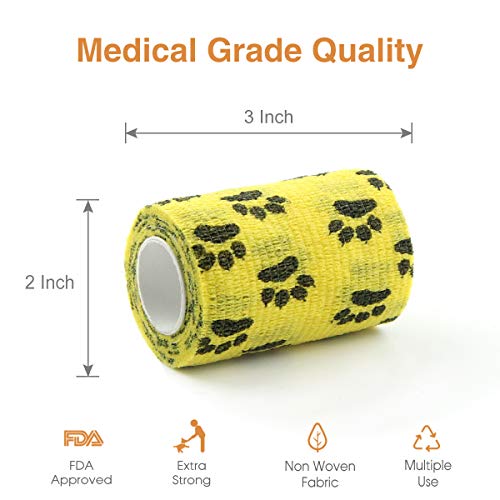 Vet Wrap Cohesive Bandages Bulk Self Adhesive Bandage Wrap Self Adherent Wrap Non-Woven for Dogs Pet Animals & Ankle Sprains & Swelling 2 Inch x 5 Yards (3 Inch Claw) - color: 3 Inch Claw
