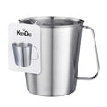 48Oz/6Cup Stainless Steel Pitcher (SUS304), 1.50 Liter Metal Container for Water, Milk, Liquid with Handle with Engraved Markings, Silver | SUS304 Metal Measuring Cup with Precision Engraved Markings, Mixing Pitcher for Baking, Frothing, Coffee, Milk and
