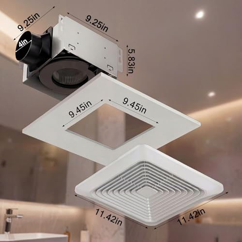 Fitop Bathroom Exhaust Fan 130CFM 1.5 Sones, Easy Installation | Ultra Quiet Ceiling Mounted – No Attic Access Required, Airflow Ventilation Fan for Bedroom, Laundry, Kitchen & Bathroom