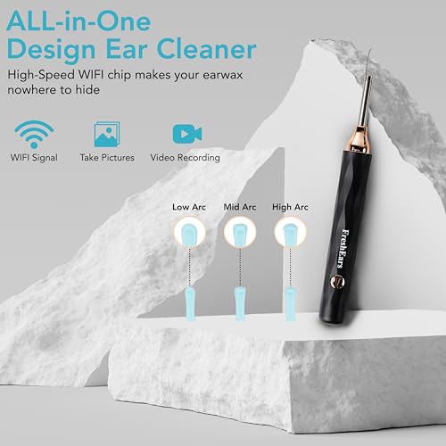 Ear Wax Removal Tool with Camera and Light - 2-Piece Wireless Ear Cleaning Kit for Adults and Children - Safe and Gentle 1080P HD Ear Wax Cleaning Kit for iPhone and Android