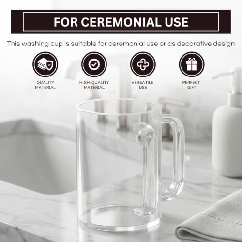 Khen Judaica Acrylic Hand Washing Cup for Netilat Yadayim with Dual Handles - 5" Clear Unbreakable Plastic Negel Vasser Wash Cup for Everyday & Passover Seder, Shabbat, Shul, Synagogue & Home (Clear) - color: Clear