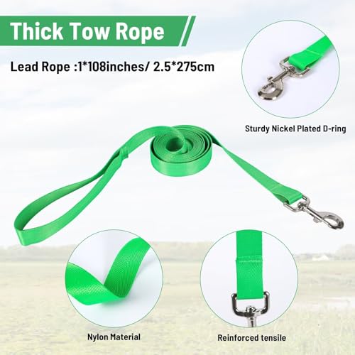 Cow Halter Cattle Halters Calf Halter with Leading Rope，Adjustable Nylon Livestock Cattle Halter，for Miniature Horse Donkey Goat Foal (Green, Large) - color: Green, size: Large