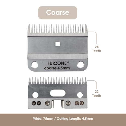 FURZONE A2 Large Animal Clipper Blade (COARSE) - 2-in-1 Set (24&22 Teeth), Horse Grooming Replacement Blade, Professional Grooming, 11/64-Inch/4.5mm Cut Length - size: Coarse 4.5mm