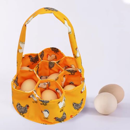 Egg Collecting Basket with 7 Pouches, Mini Egg Collecting Bags Gathering Bag for Fresh Eggs Transporting Storage, Farmhouse Eggs Gathering Basket for Chicken, Hen, Duck, Goose - color: Orange,7.87 x 2.76''