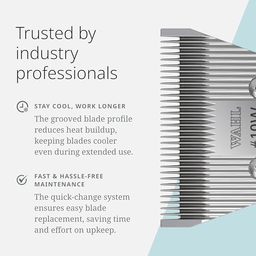 Wahl Pro Animal Wide Prime Series Blades - Professional Fine Tooth Pet Clipper for Horse, Cat & Dog Grooming - Made from High-Carbon Steel - #10W, 1.5mm | Solid High-Carbon Steel, Quick-Change System for Dog, Cat, and Horse Grooming - size: #10W