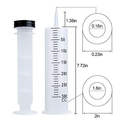 2 Sets 300ml 350ml Large Syringes with 55.1 Inch Tubes, Sterile and Individual Sealed, Plastic Garden Syringe for Liquid, lip Gloss, Paint, Epoxy Resin, Oil, Watering Plants, Refilling - style: 350 ml