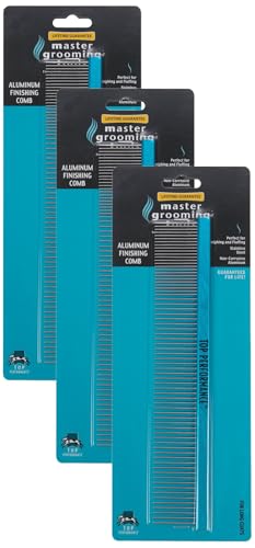 Master Grooming Tools Aluminum Finishing Comb — Versatile Combs for Grooming Dogs, 10", Black (Pack of 3) - size: 10 " (Pack of 3)