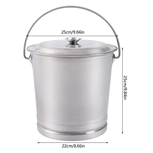 DYNAMI 2.1Gal Stainless Steel Bucket with Lid and Handle,Stainless Steel Multipurpose Bucket w/Raised Bottom,Round Metal Compost Ice Bucket Water Milk Pail Bucket - size: 8L/8.5Qt